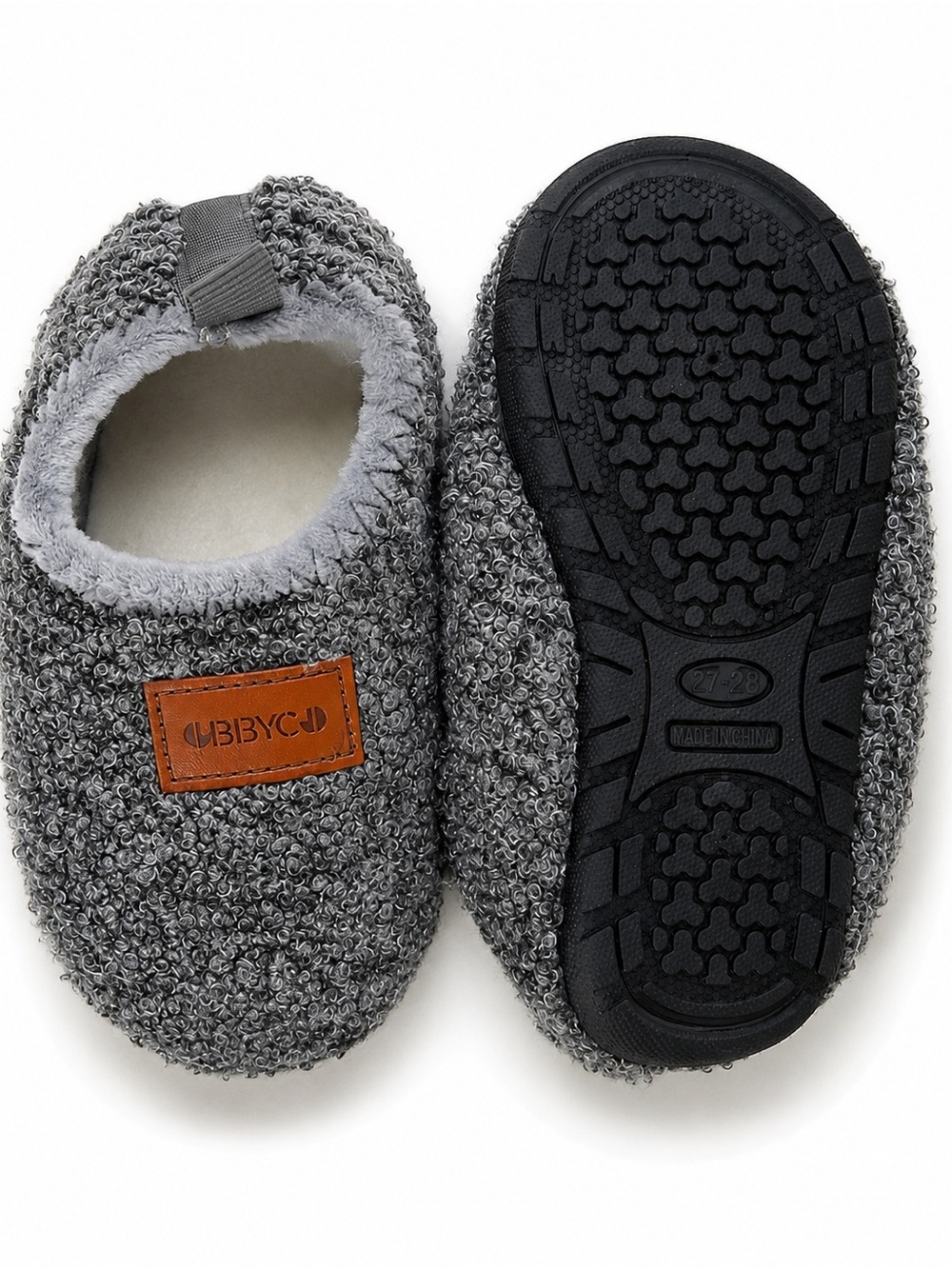 Obbyco Cozy Gray Fleece Lined House Slippers